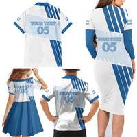 Custom Argentina 2024 Football Family Matching Long Sleeve Bodycon Dress and Hawaiian Shirt Go Champions La Albiceleste LT05 - Wonder Print Shop