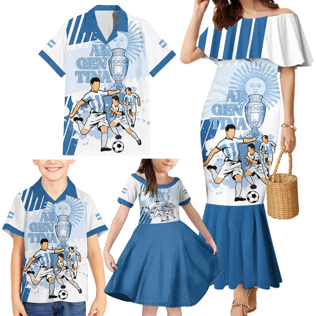 Custom Argentina 2024 Football Family Matching Mermaid Dress and Hawaiian Shirt Go Champions La Albiceleste LT05 - Wonder Print Shop