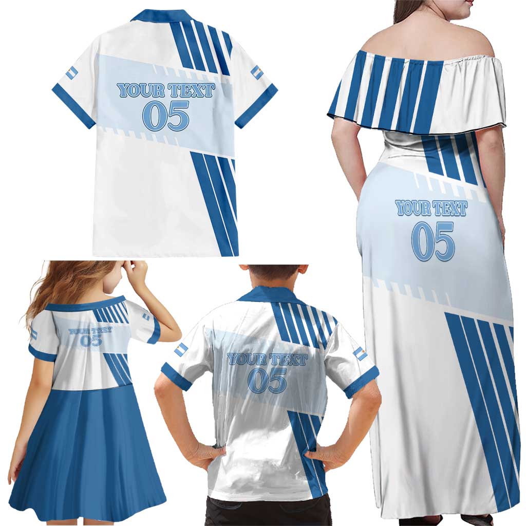 Custom Argentina 2024 Football Family Matching Off Shoulder Maxi Dress and Hawaiian Shirt Go Champions La Albiceleste LT05 - Wonder Print Shop
