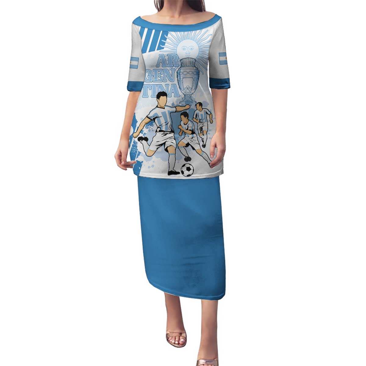 Custom Argentina 2024 Football Family Matching Puletasi and Hawaiian Shirt Go Champions La Albiceleste LT05 - Wonder Print Shop