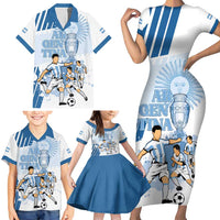 Custom Argentina 2024 Football Family Matching Short Sleeve Bodycon Dress and Hawaiian Shirt Go Champions La Albiceleste LT05 - Wonder Print Shop