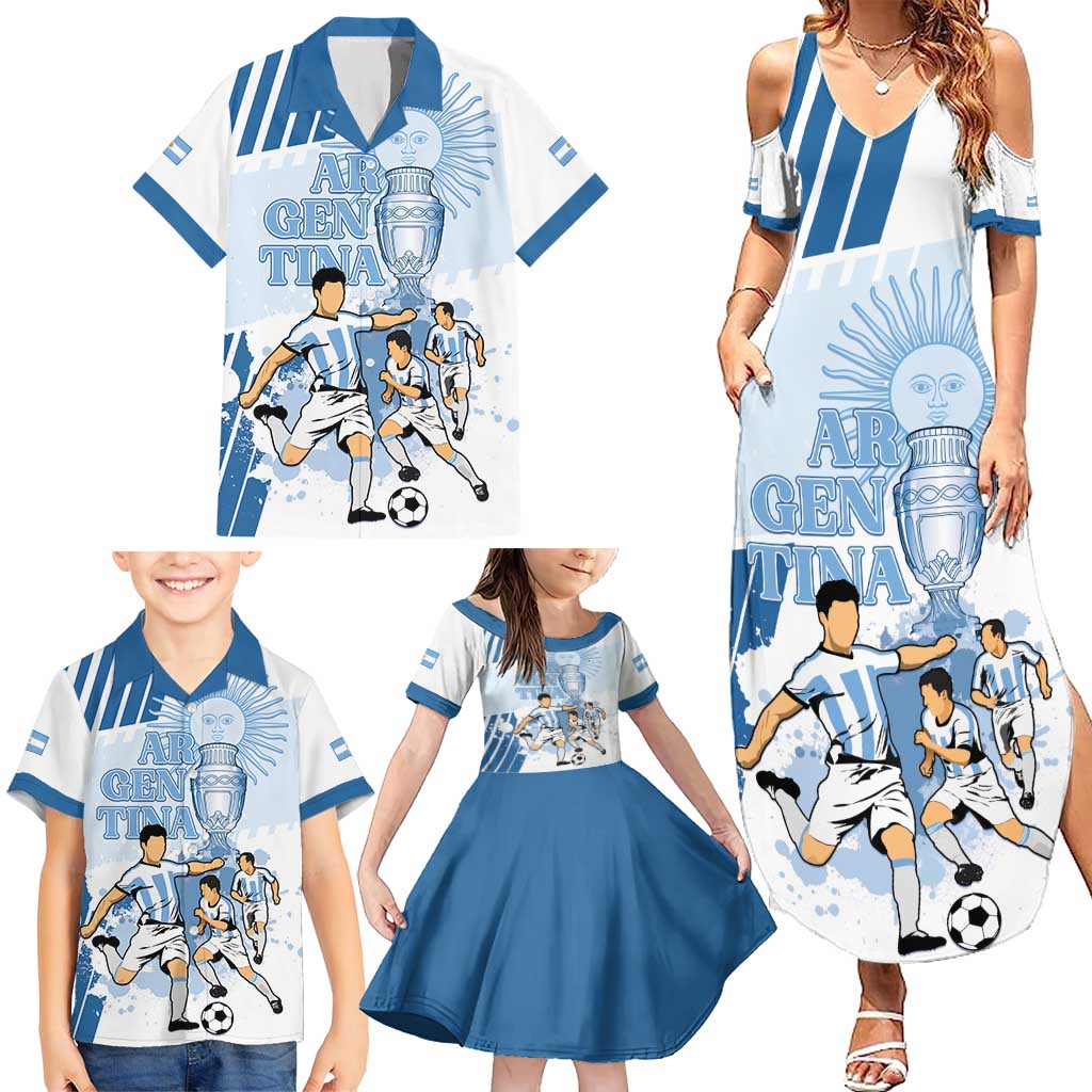 Custom Argentina 2024 Football Family Matching Summer Maxi Dress and Hawaiian Shirt Go Champions La Albiceleste LT05 - Wonder Print Shop