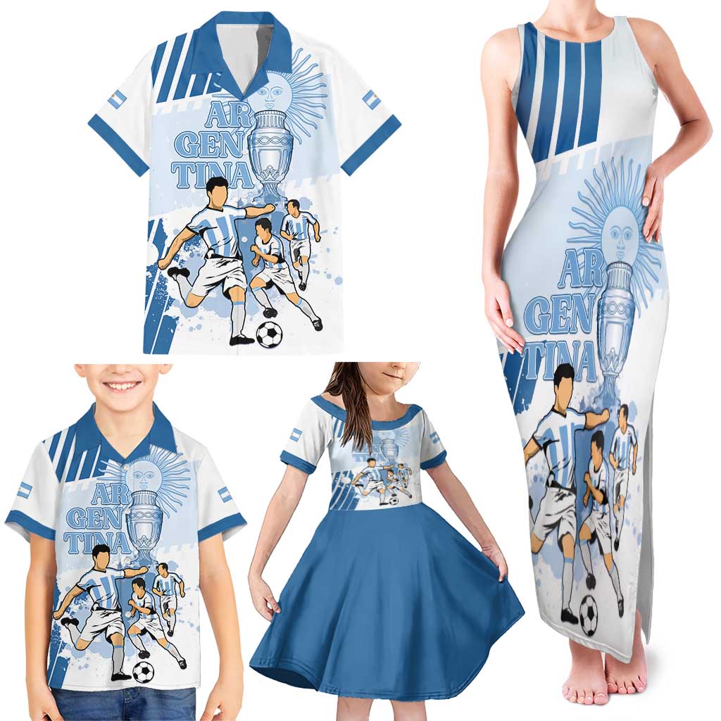 Custom Argentina 2024 Football Family Matching Tank Maxi Dress and Hawaiian Shirt Go Champions La Albiceleste LT05 - Wonder Print Shop