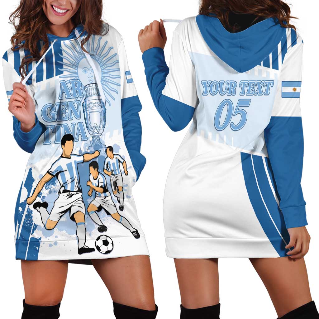 Custom Argentina 2024 Football Hoodie Dress Go Champions La Albiceleste LT05 - Wonder Print Shop