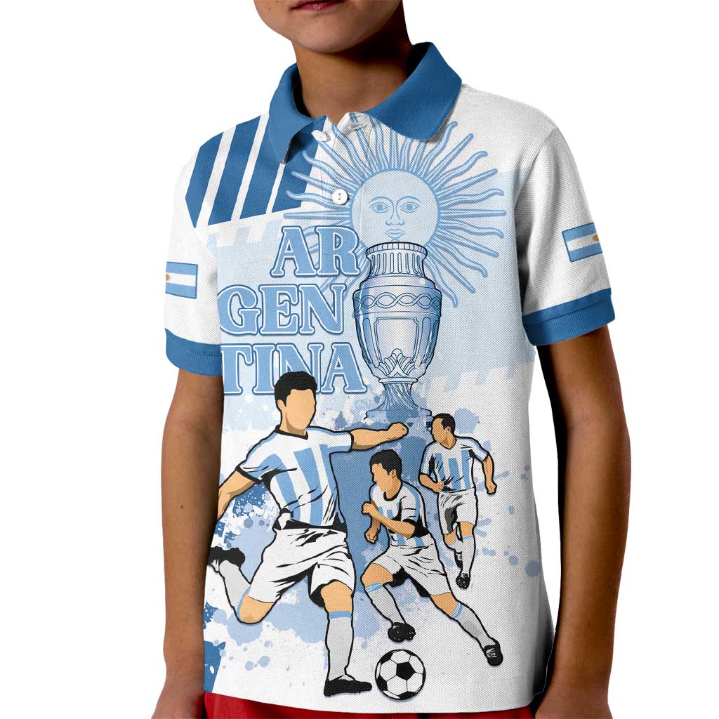 Custom Argentina 2024 Football Kid Polo Shirt Go Champions La Albiceleste LT05 - Wonder Print Shop