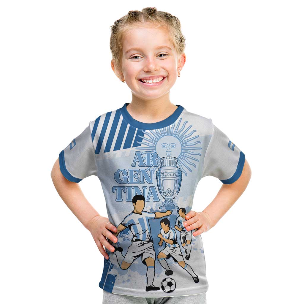 Custom Argentina 2024 Football Kid T Shirt Go Champions La Albiceleste LT05 - Wonder Print Shop