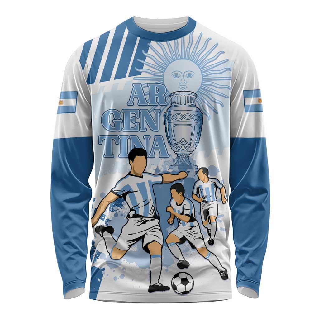 Custom Argentina 2024 Football Long Sleeve Shirt Go Champions La Albiceleste LT05 - Wonder Print Shop