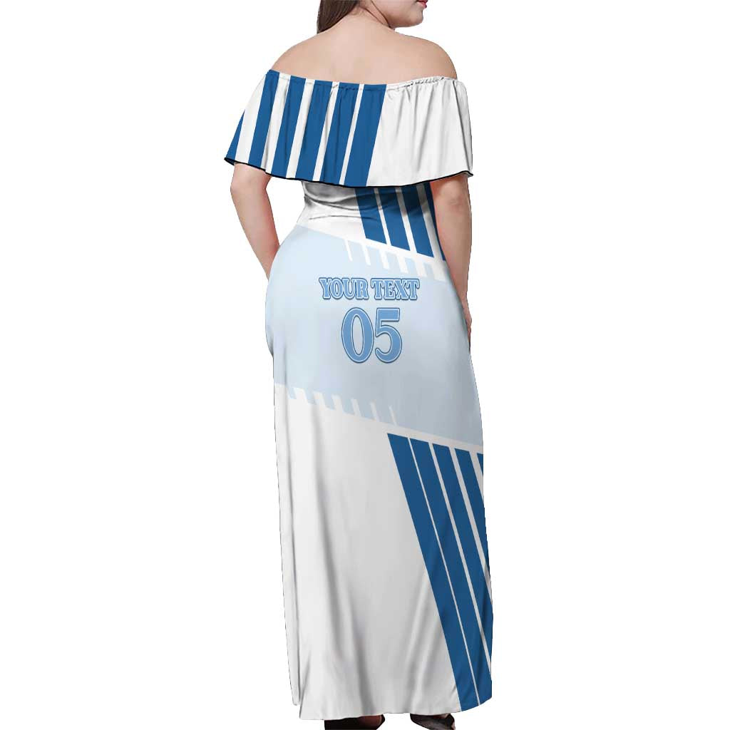 Custom Argentina 2024 Football Off Shoulder Maxi Dress Go Champions La Albiceleste LT05 - Wonder Print Shop
