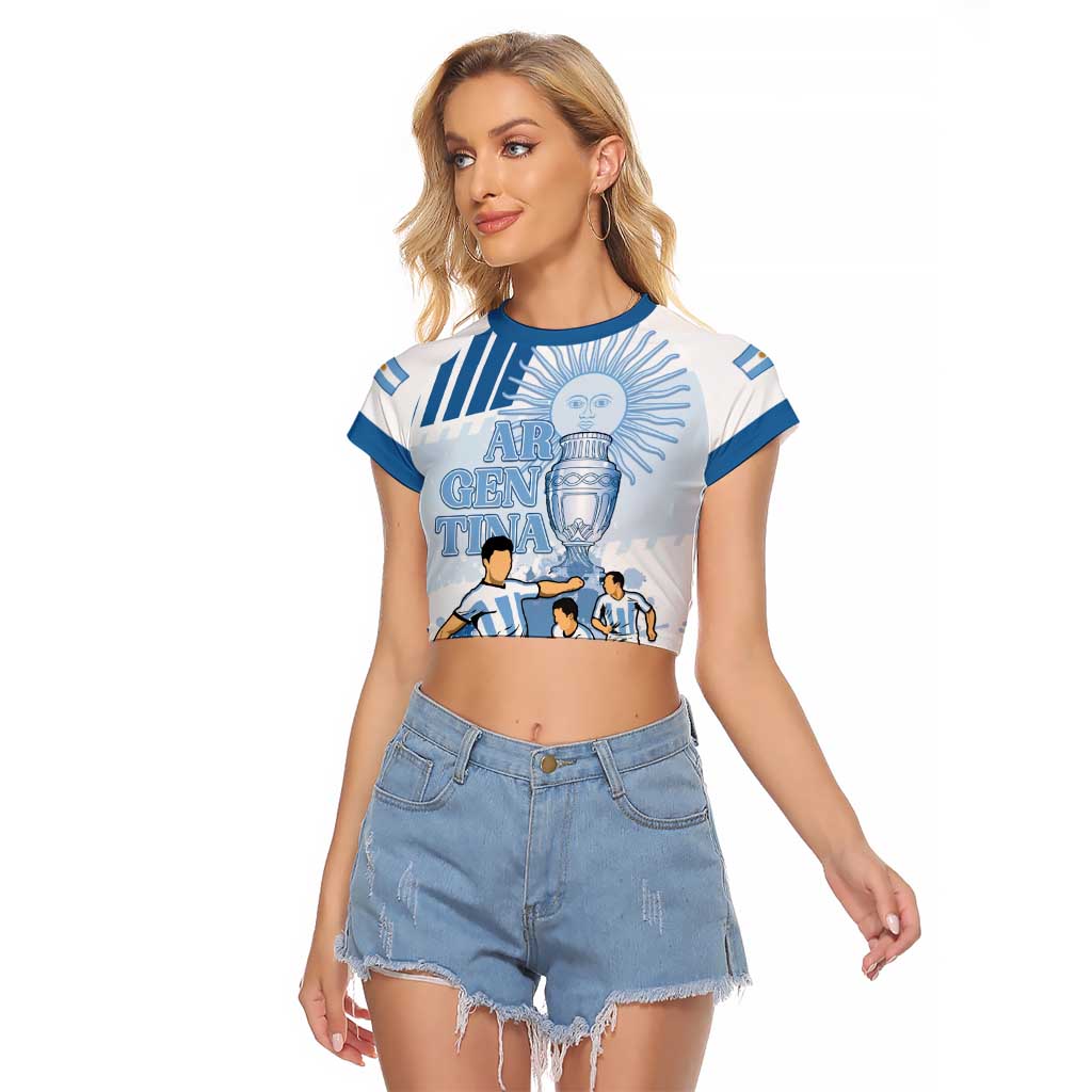 Custom Argentina 2024 Football Raglan Cropped T Shirt Go Champions La Albiceleste LT05 - Wonder Print Shop