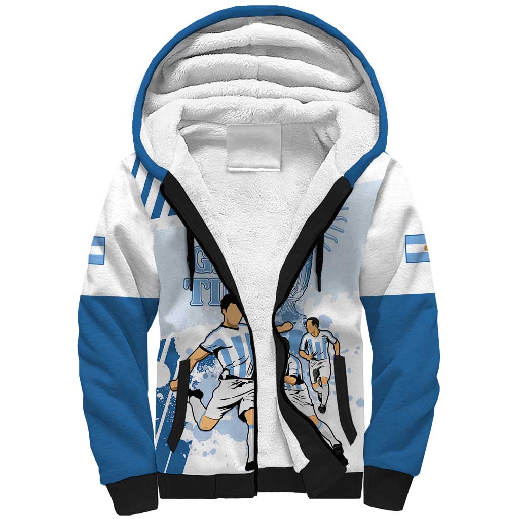 Custom Argentina 2024 Football Sherpa Hoodie Go Champions La Albiceleste LT05 - Wonder Print Shop