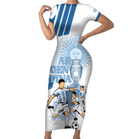 Custom Argentina 2024 Football Short Sleeve Bodycon Dress Go Champions La Albiceleste LT05 - Wonder Print Shop