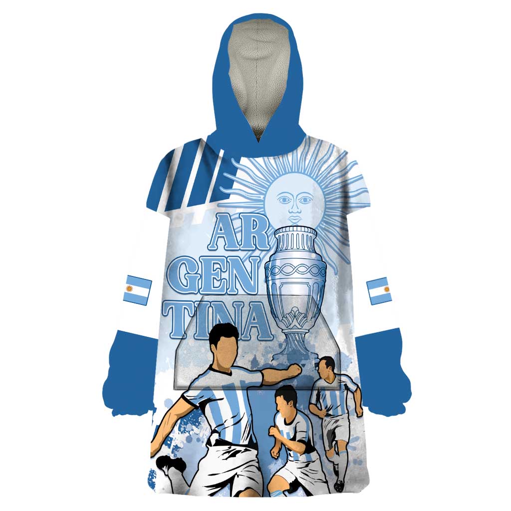 Custom Argentina 2024 Football Wearable Blanket Hoodie Go Champions La Albiceleste LT05 - Wonder Print Shop
