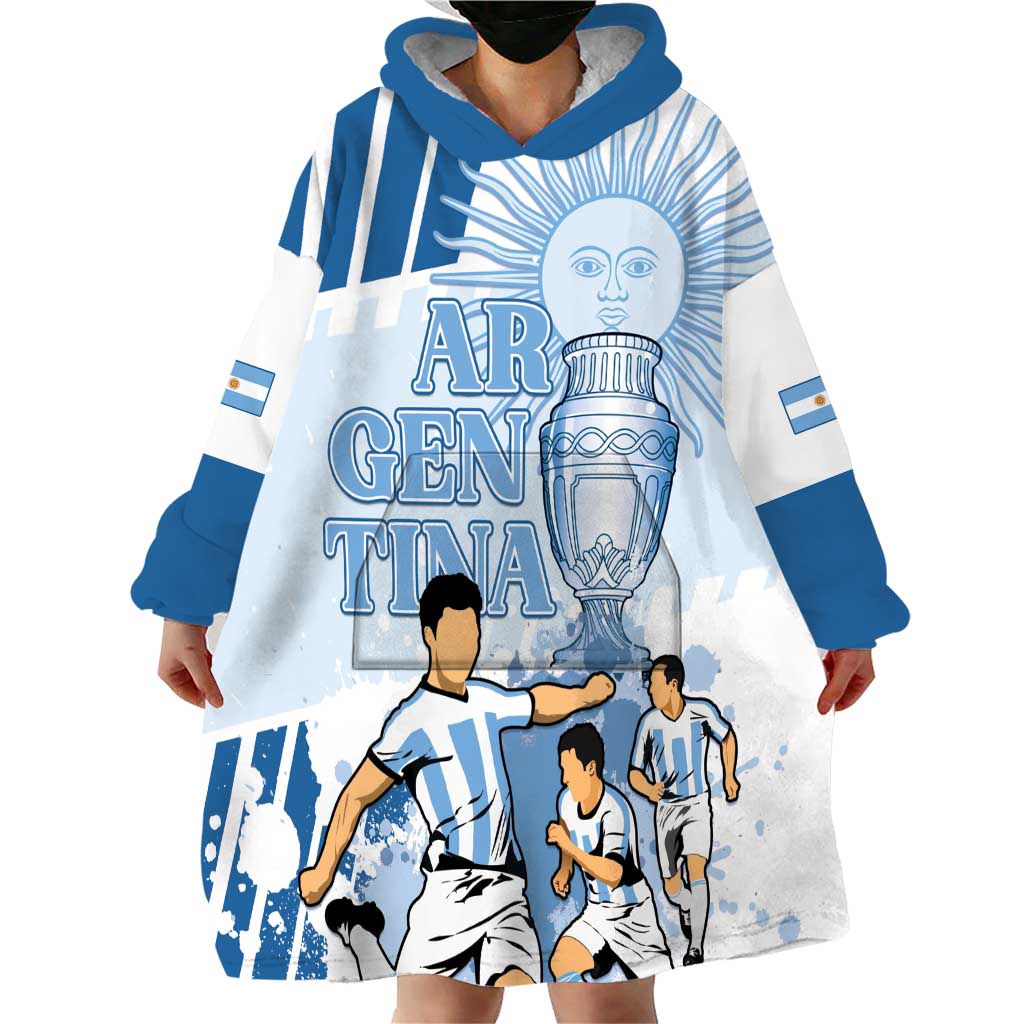 Custom Argentina 2024 Football Wearable Blanket Hoodie Go Champions La Albiceleste LT05 - Wonder Print Shop