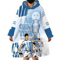 Custom Argentina 2024 Football Wearable Blanket Hoodie Go Champions La Albiceleste LT05 - Wonder Print Shop