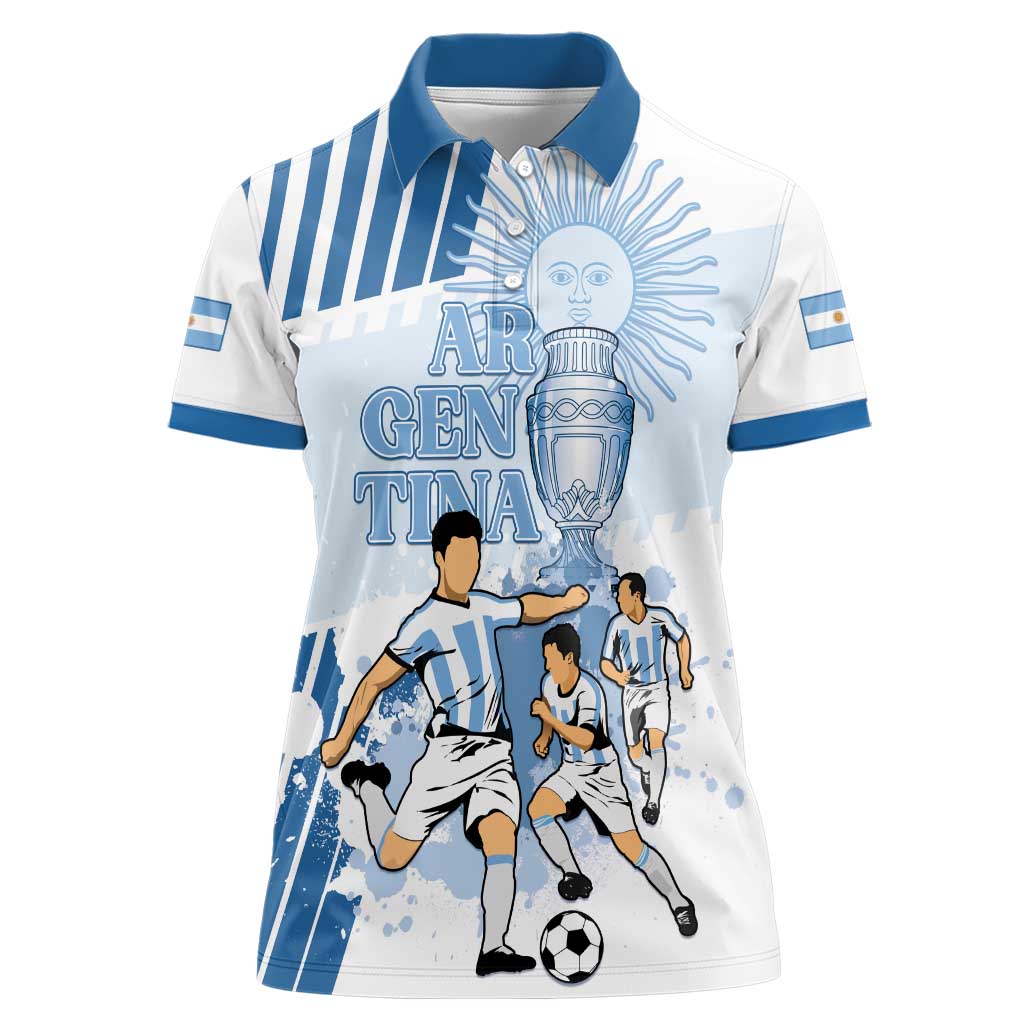 Custom Argentina 2024 Football Women Polo Shirt Go Champions La Albiceleste LT05 - Wonder Print Shop