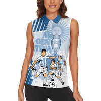 Custom Argentina 2024 Football Women Sleeveless Polo Shirt Go Champions La Albiceleste LT05 - Wonder Print Shop