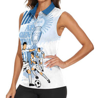Custom Argentina 2024 Football Women Sleeveless Polo Shirt Go Champions La Albiceleste LT05 - Wonder Print Shop
