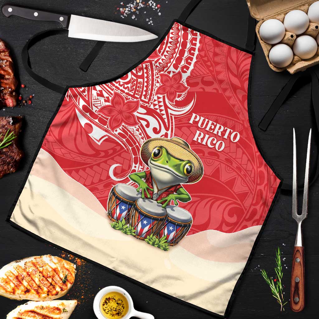 Puerto Rico Apron Coqui Frog With Polynesian Pattern - Wonder Print Shop