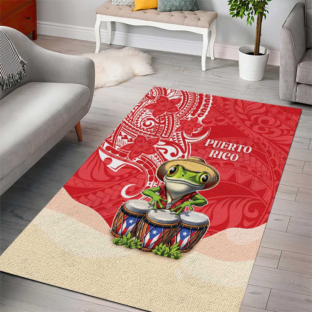 Puerto Rico Area Rug Coqui Frog With Polynesian Pattern - Wonder Print Shop