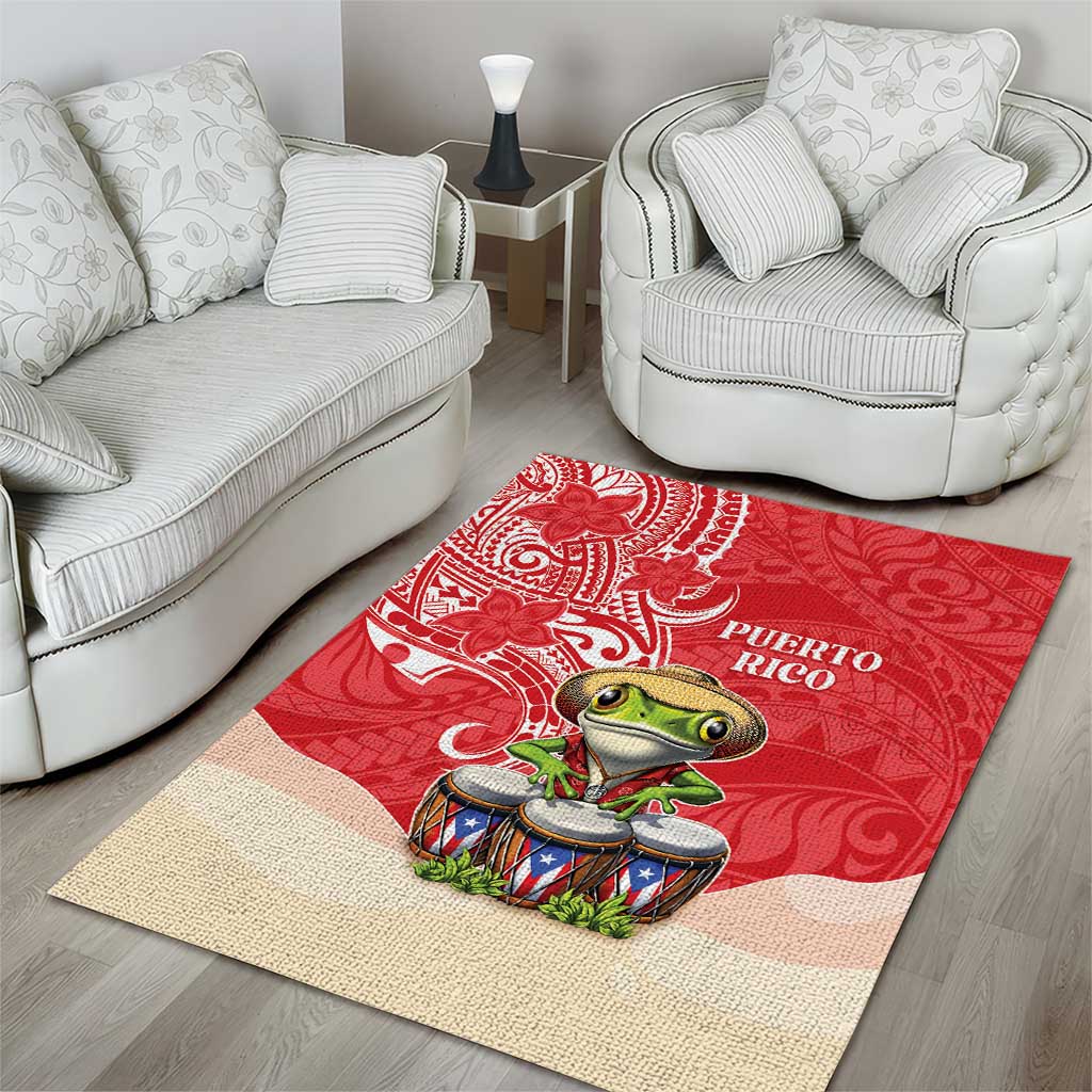 Puerto Rico Area Rug Coqui Frog With Polynesian Pattern - Wonder Print Shop