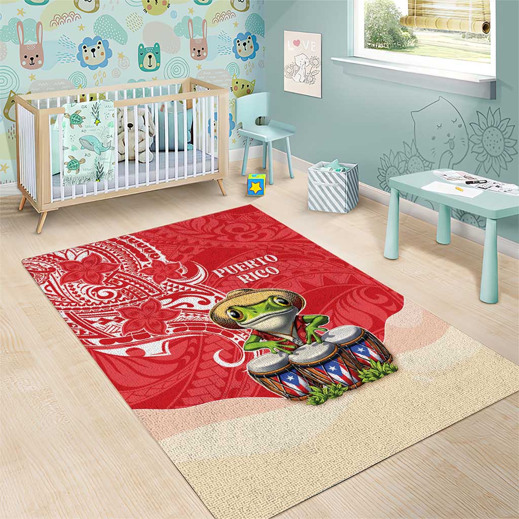 Puerto Rico Area Rug Coqui Frog With Polynesian Pattern - Wonder Print Shop