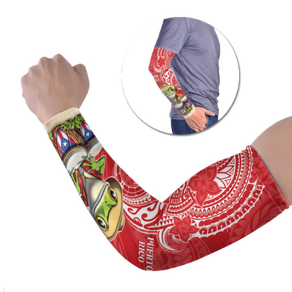 Puerto Rico Arm Sleeves Coqui Frog With Polynesian Pattern - Wonder Print Shop