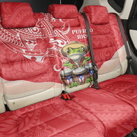 Puerto Rico Back Car Seat Cover Coqui Frog With Polynesian Pattern - Wonder Print Shop