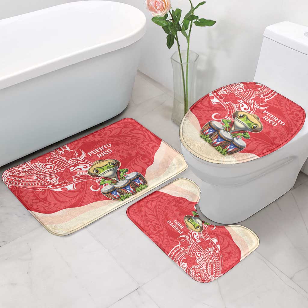 Puerto Rico Bathroom Set Coqui Frog With Polynesian Pattern - Wonder Print Shop