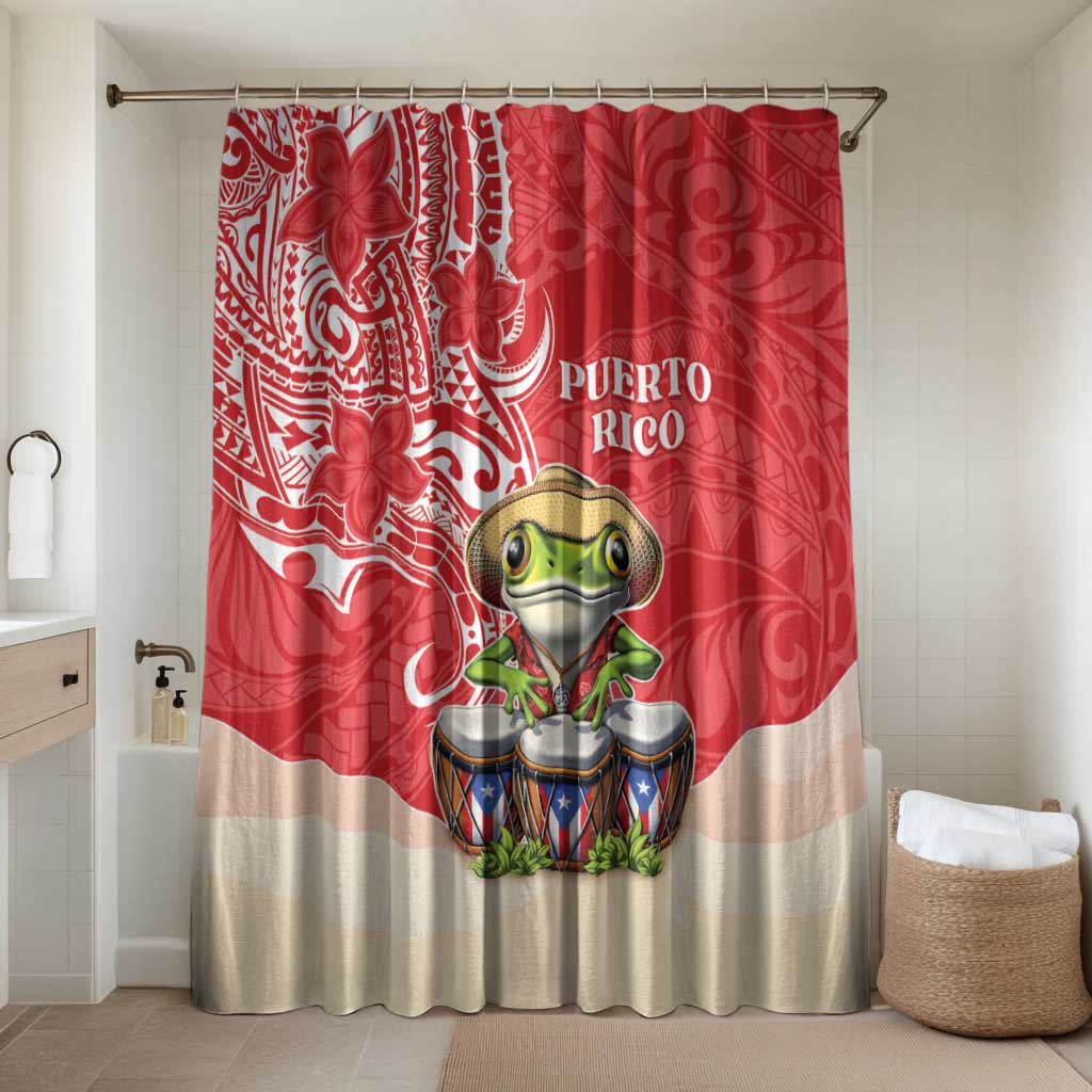 Puerto Rico Bathroom Set Coqui Frog With Polynesian Pattern - Wonder Print Shop