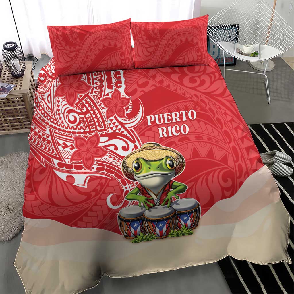 Puerto Rico Bedding Set Coqui Frog With Polynesian Pattern - Wonder Print Shop