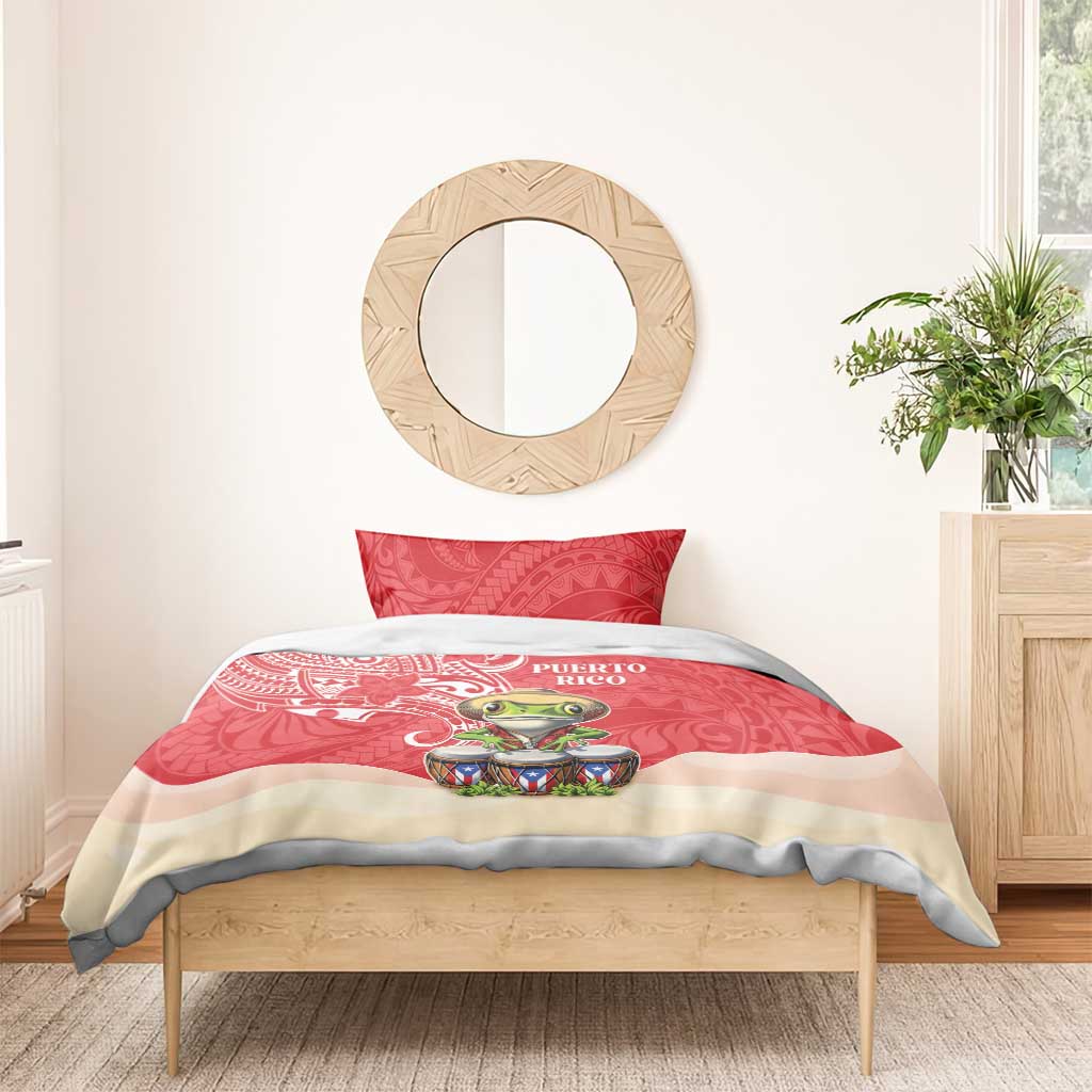 Puerto Rico Bedding Set Coqui Frog With Polynesian Pattern - Wonder Print Shop