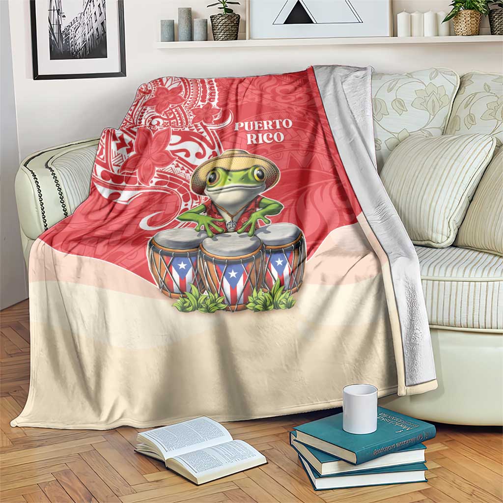 Puerto Rico Blanket Coqui Frog With Polynesian Pattern - Wonder Print Shop
