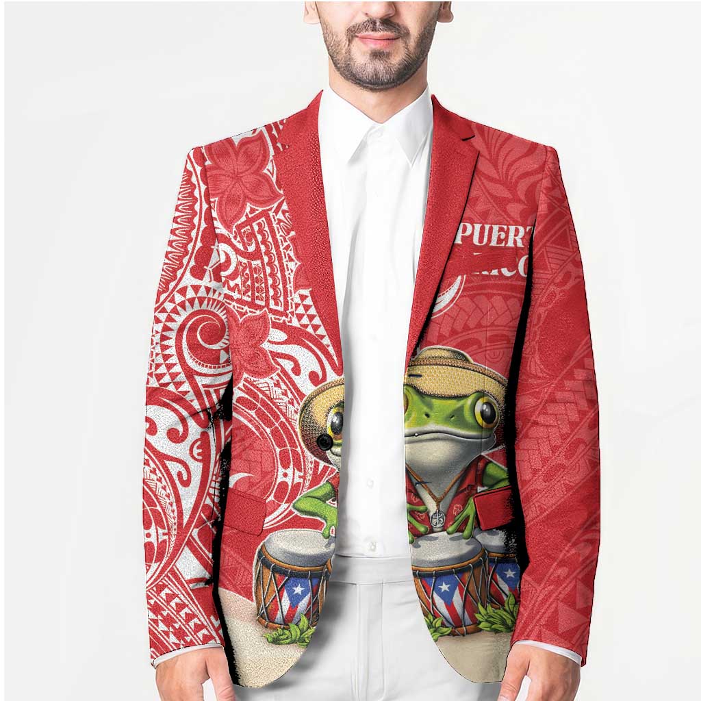 Personalized Puerto Rico Blazer Coqui Frog With Polynesian Pattern - Wonder Print Shop