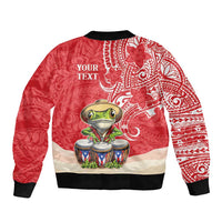 Personalized Puerto Rico Bomber Jacket Coqui Frog With Polynesian Pattern - Wonder Print Shop