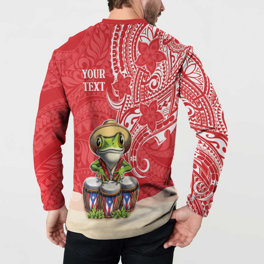 Personalized Puerto Rico Button Sweatshirt Coqui Frog With Polynesian Pattern - Wonder Print Shop