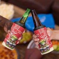 Personalized Puerto Rico 4 in 1 Can Cooler Tumbler Coqui Frog With Polynesian Pattern - Wonder Print Shop