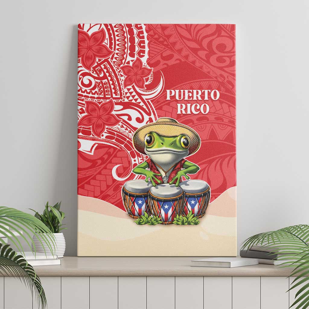Puerto Rico Canvas Wall Art Coqui Frog With Polynesian Pattern - Wonder Print Shop