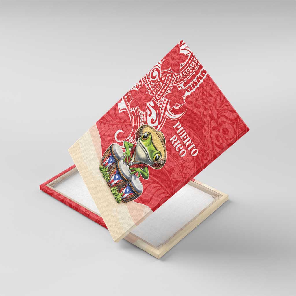 Puerto Rico Canvas Wall Art Coqui Frog With Polynesian Pattern - Wonder Print Shop