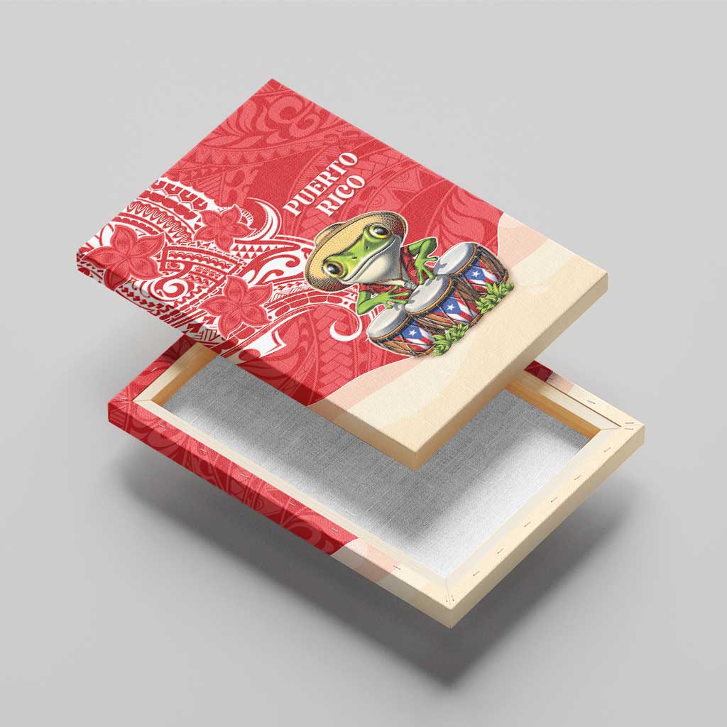 Puerto Rico Canvas Wall Art Coqui Frog With Polynesian Pattern - Wonder Print Shop