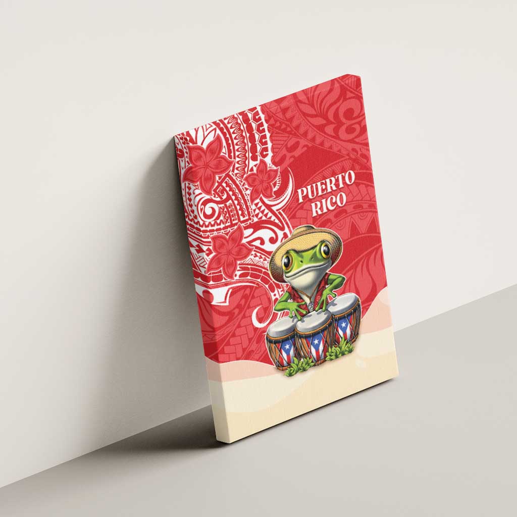 Puerto Rico Canvas Wall Art Coqui Frog With Polynesian Pattern - Wonder Print Shop