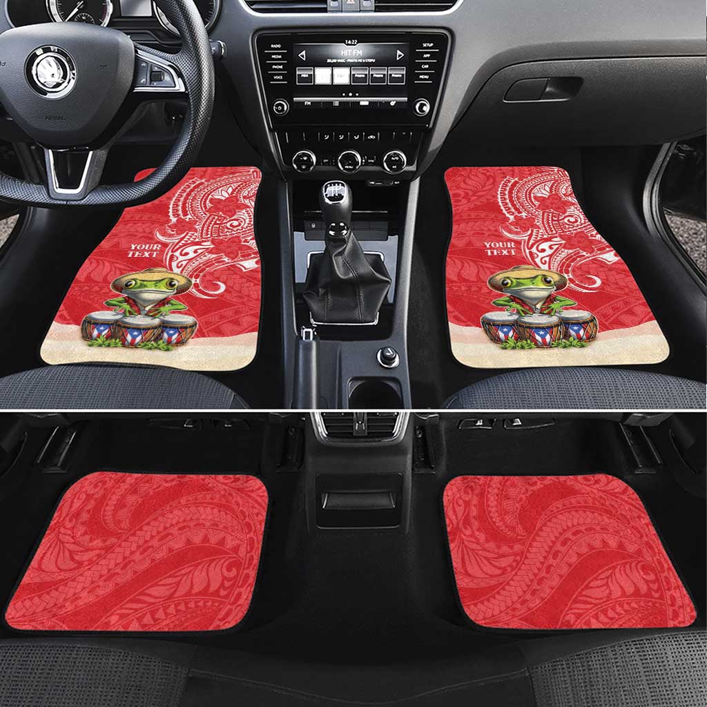 Puerto Rico Car Mats Coqui Frog With Polynesian Pattern - Wonder Print Shop