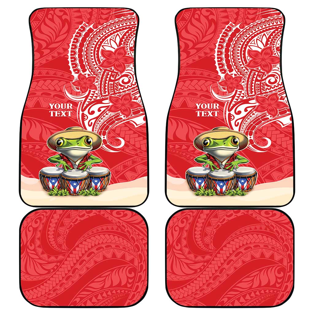 Puerto Rico Car Mats Coqui Frog With Polynesian Pattern - Wonder Print Shop