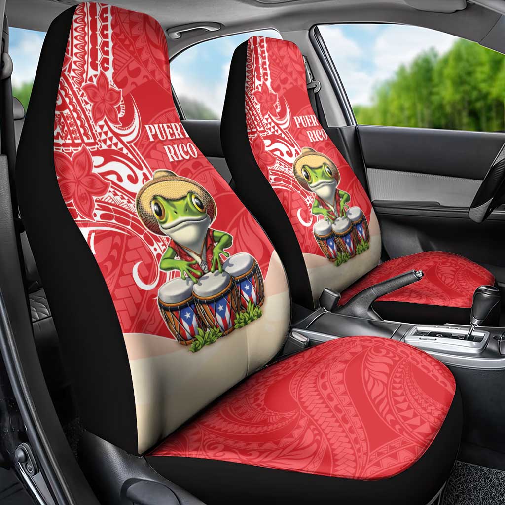 Puerto Rico Car Seat Cover Coqui Frog With Polynesian Pattern - Wonder Print Shop