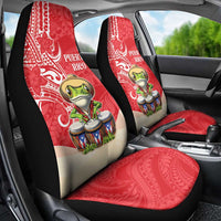 Puerto Rico Car Seat Cover Coqui Frog With Polynesian Pattern - Wonder Print Shop