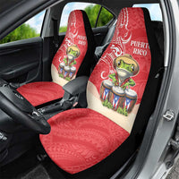 Puerto Rico Car Seat Cover Coqui Frog With Polynesian Pattern - Wonder Print Shop