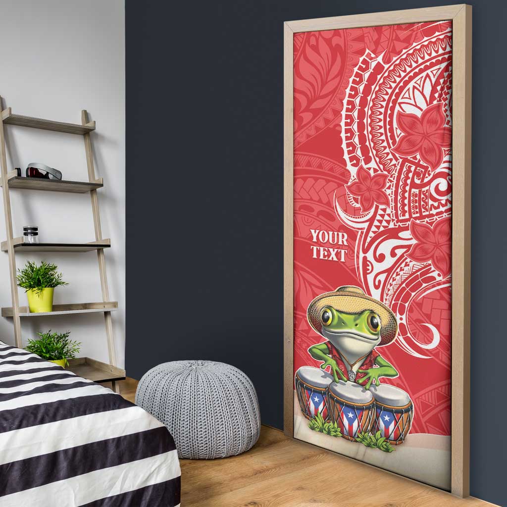 Puerto Rico Door Cover Coqui Frog With Polynesian Pattern - Wonder Print Shop