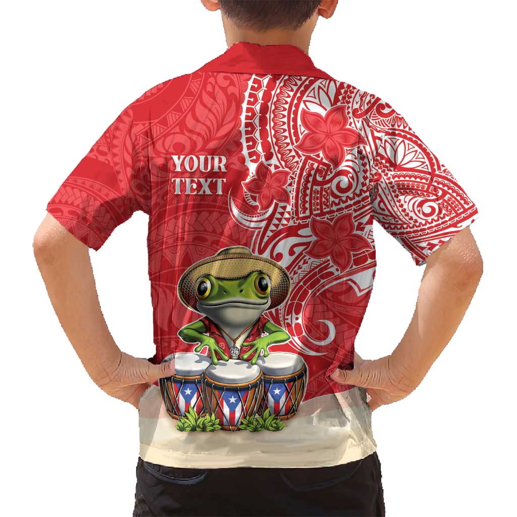 Personalized Puerto Rico Family Matching Off Shoulder Short Dress and Hawaiian Shirt Coqui Frog With Polynesian Pattern - Wonder Print Shop