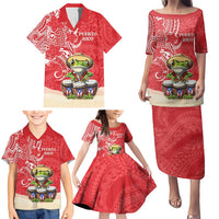 Personalized Puerto Rico Family Matching Puletasi and Hawaiian Shirt Coqui Frog With Polynesian Pattern - Wonder Print Shop