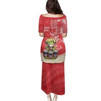 Personalized Puerto Rico Family Matching Puletasi and Hawaiian Shirt Coqui Frog With Polynesian Pattern - Wonder Print Shop