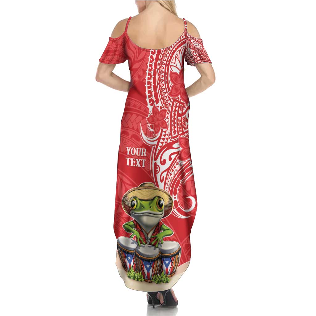 Personalized Puerto Rico Family Matching Summer Maxi Dress and Hawaiian Shirt Coqui Frog With Polynesian Pattern - Wonder Print Shop